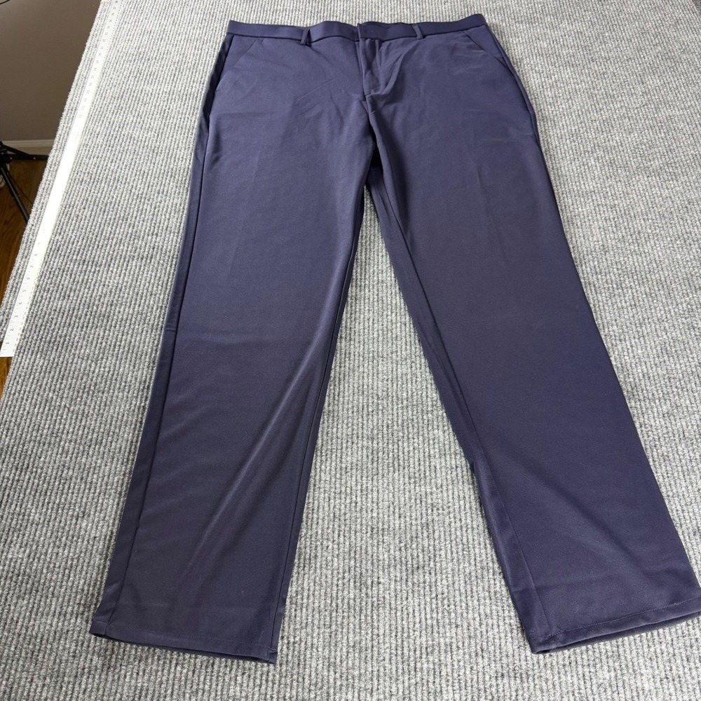 Timeless Flex Mens Dress Pants Navy Blue Stretch Flat Front Trousers 44x34